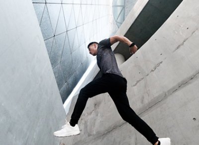 A Chinese Man Is Exercising In The City, 