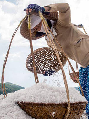 Woman sifting rice