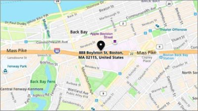 Street map of Accenture Boston at 888 Boylston St. Boston MA 02115, United States
