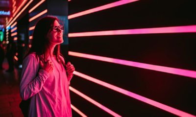 Woman and neon light 