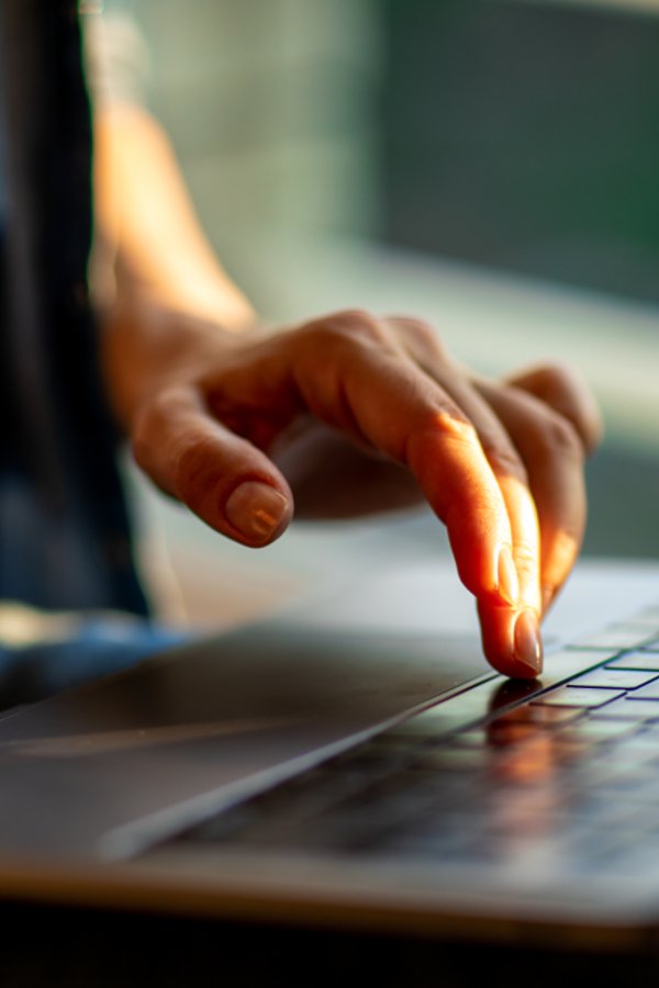 Typing on a laptop keyboard