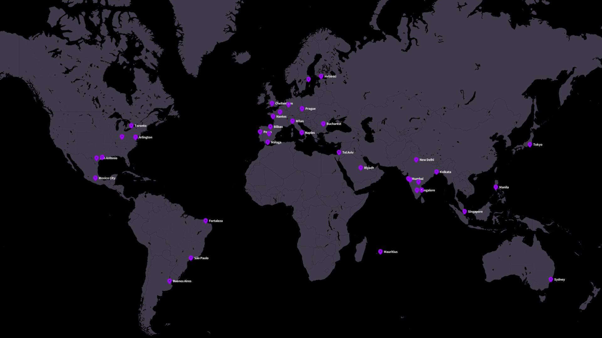 Map of Accenture Cybersecurity Centers