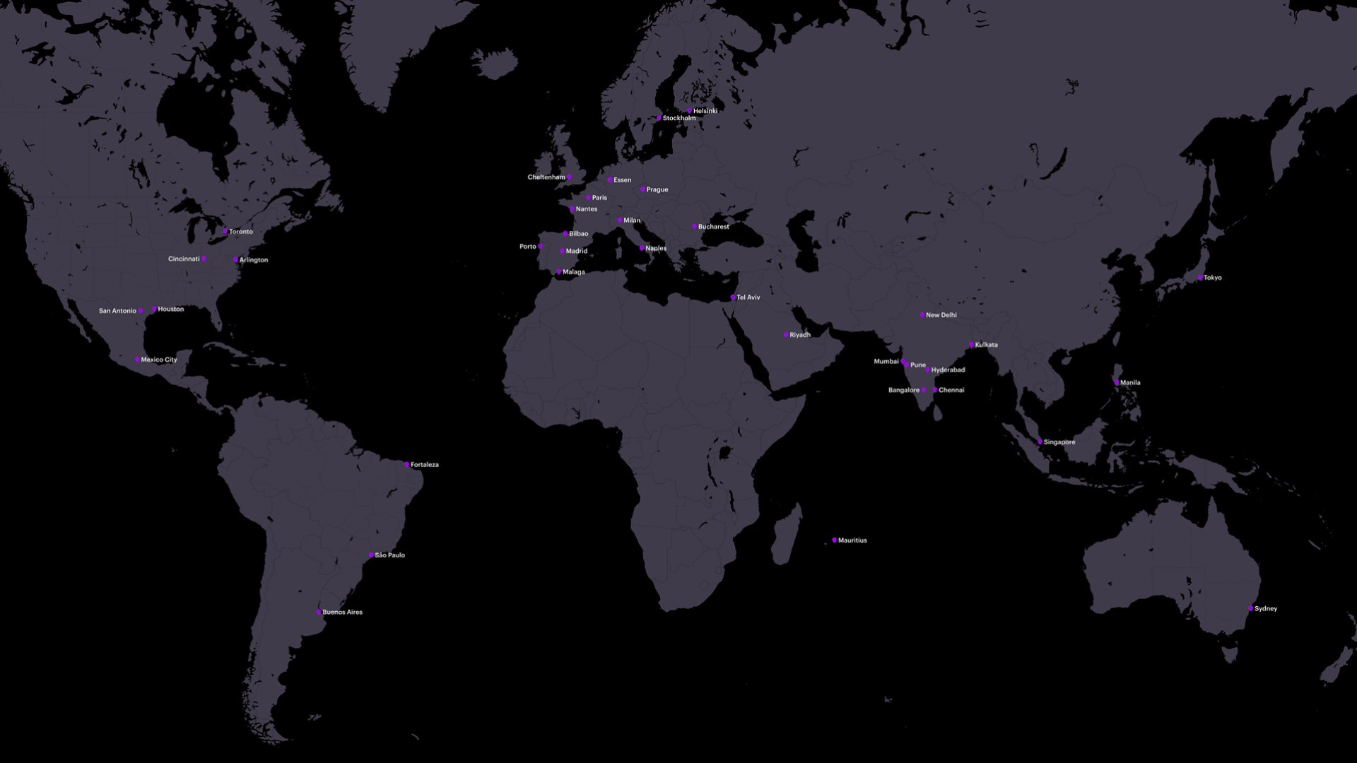 Map of Accenture Cybersecurity Centers