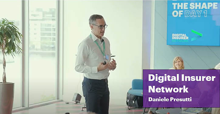Daniele Presutti speaking at Digital Insurer Network event.