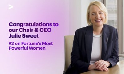 Congratulations to our Chair and Ceo Julie Sweet # 2 on Fortune's Most Powerful Women