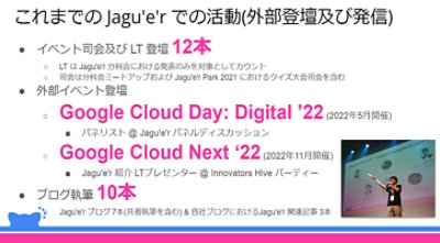 これまでのJagu'e'rでの活動（外部登壇及び発信）