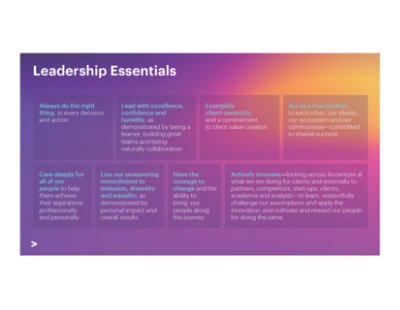 Accenture Leadership Essentials with text against a gradient background