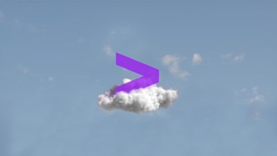 A purple Accenture logo on top of a cloud