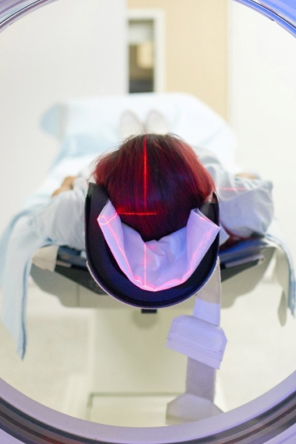 A woman checking her blood pressure