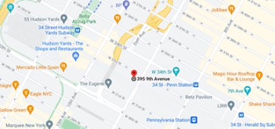 Street map of Innovation Hub New York Location at 395 9th Avenue