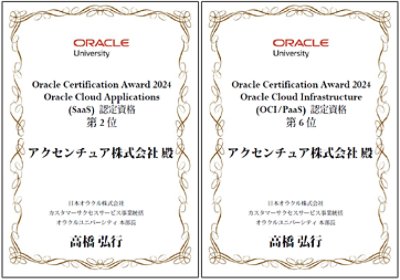 Accenture Oracle Certification Award 2024