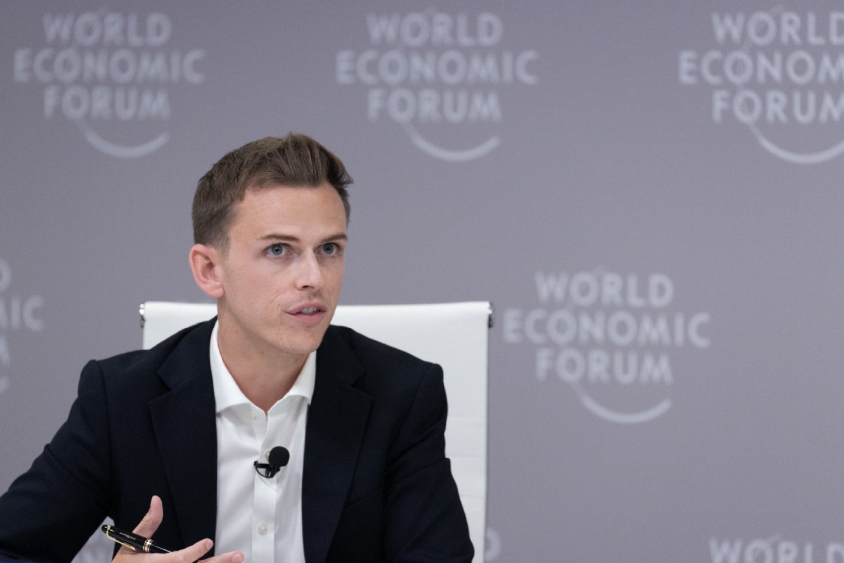 An image of Aaron in the World Economic Forum
