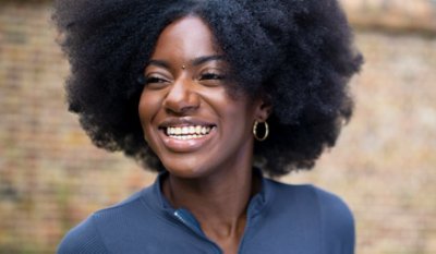 image of a woman looks happy