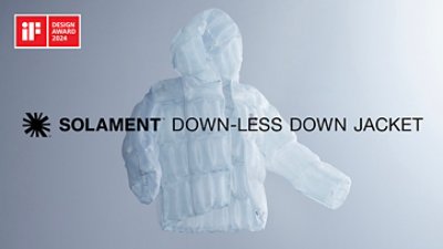 SOLAMENTのアパレルプロトタイプ「DOWN-LESS DOWN JACKET」のイメージ