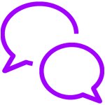 Circle conversation purple icon with white background