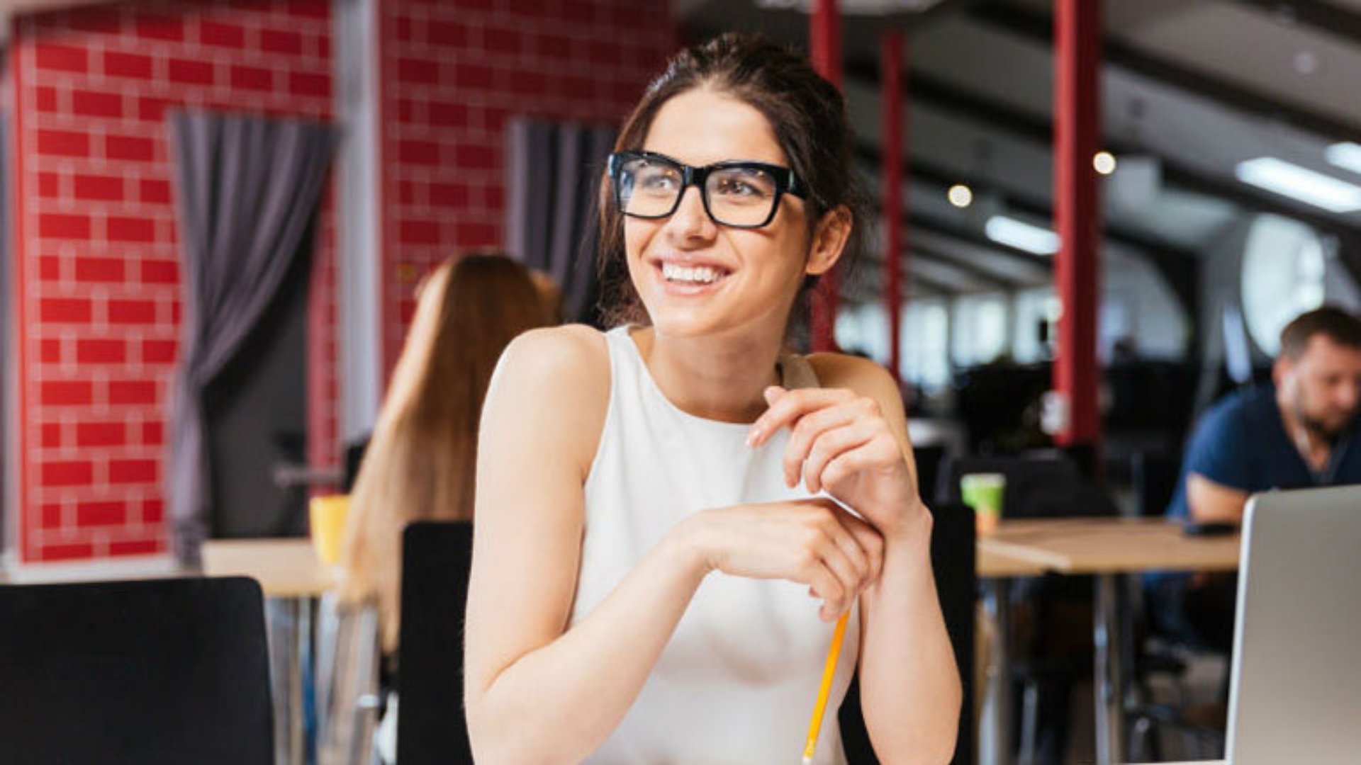 Girl smiling with eye glasses