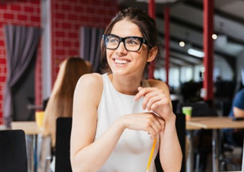 Girl smiling with eye glasses