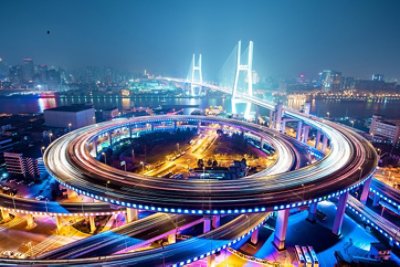 Bridge traffic at night