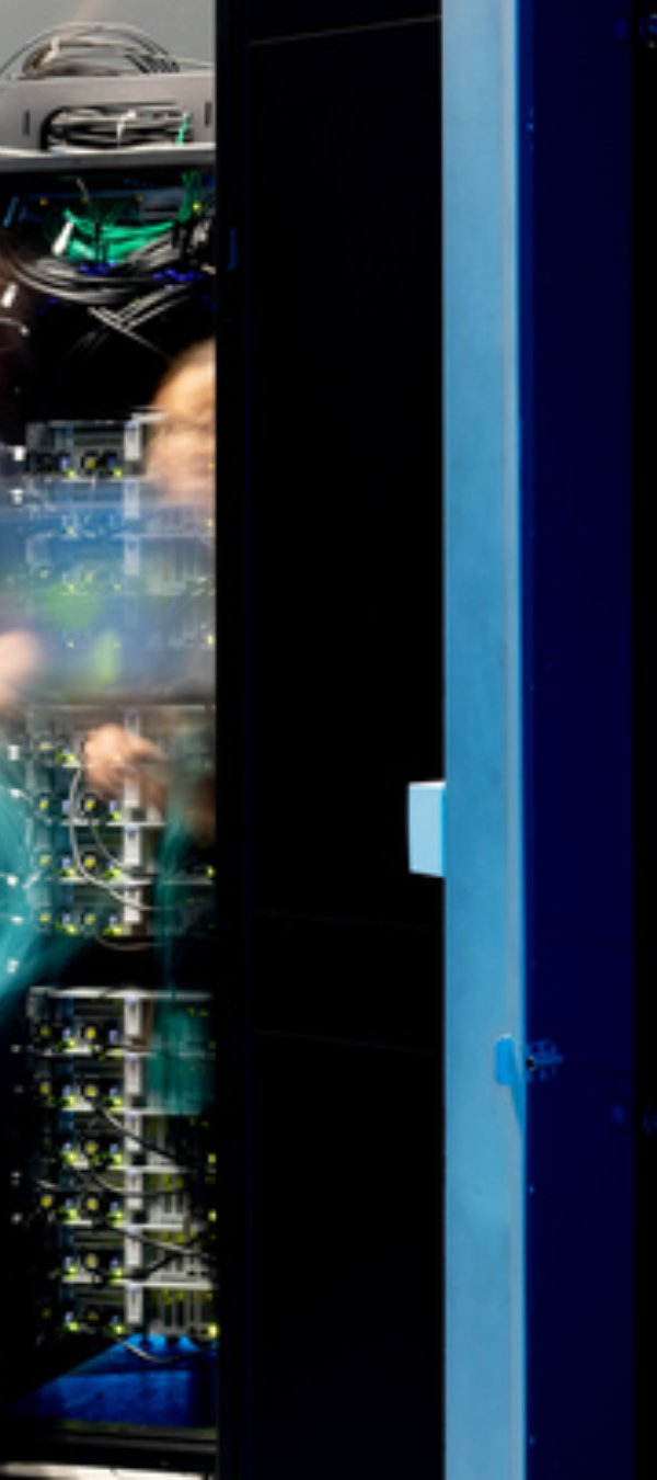 blurred people inside data center