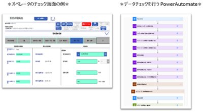 オペレータのチェック画面の例／データチェックを行うPowerAutomate