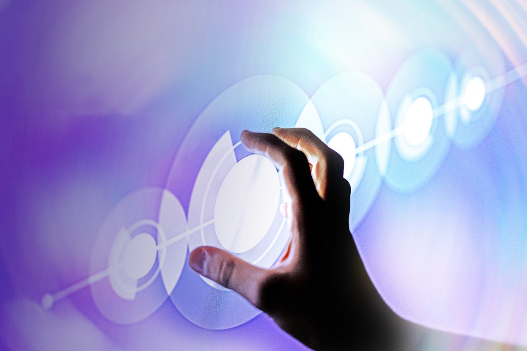Hand reaching out to virtual dial