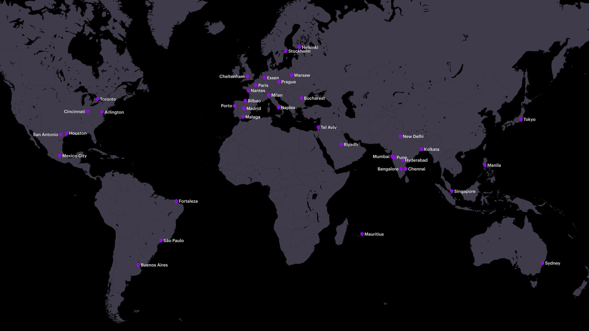 Map of Accenture Cybersecurity Centers