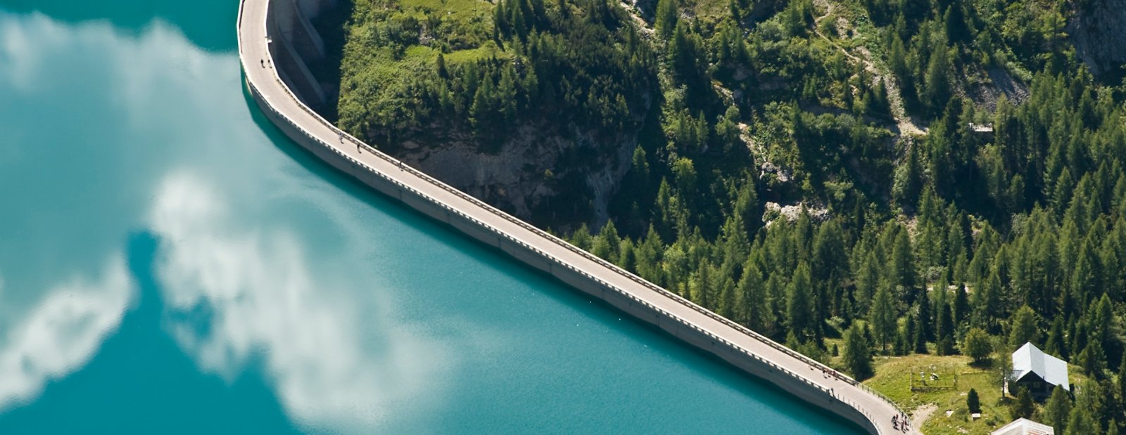 Aerial view of water dam