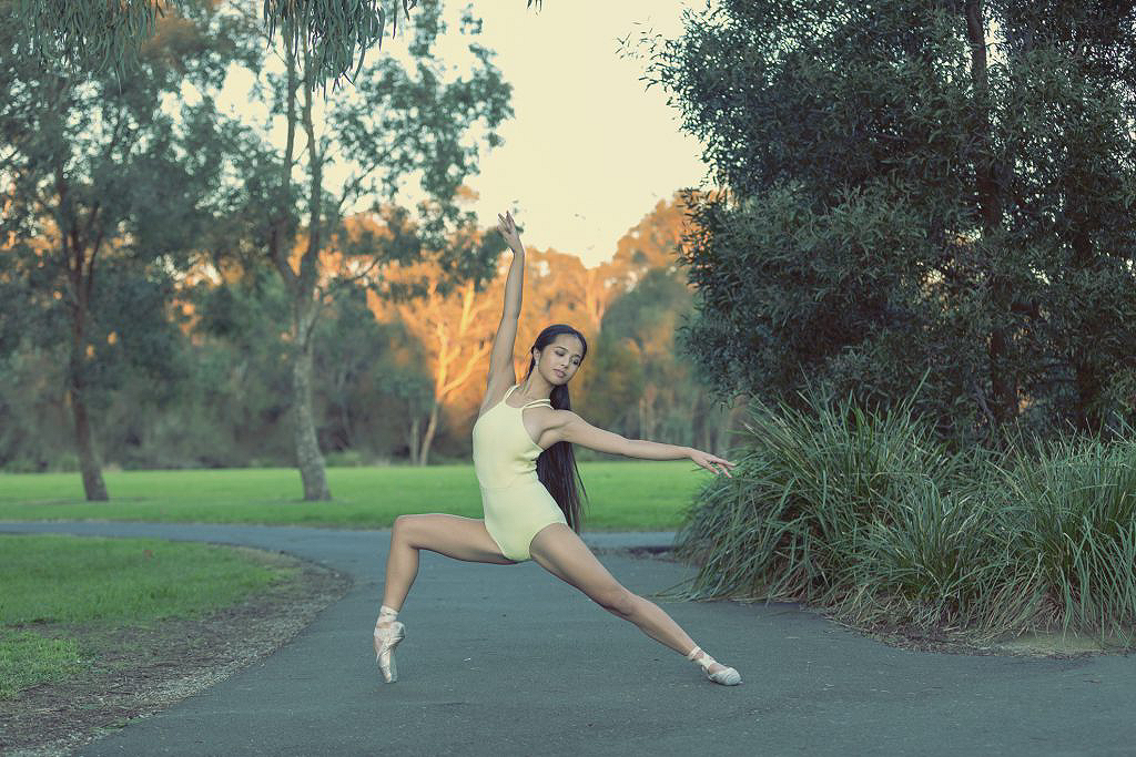 A ballerina in a park