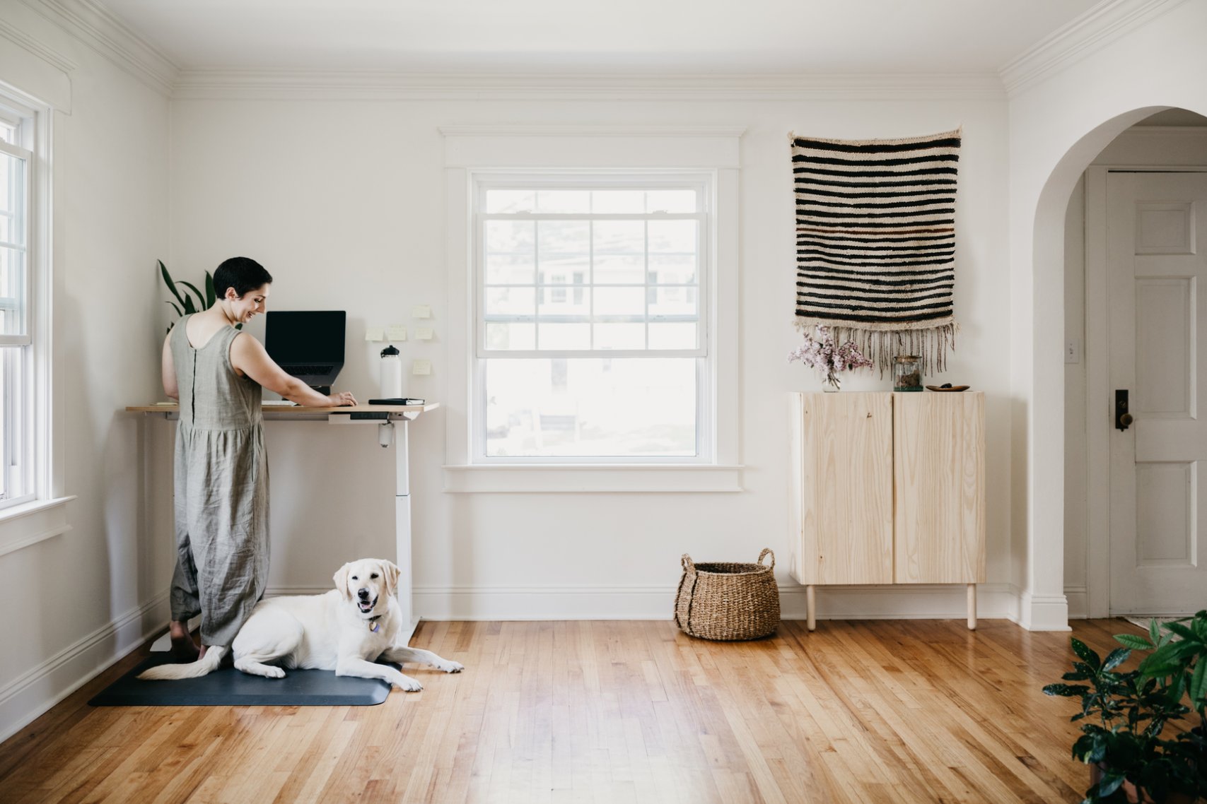 Woman and a Dog Inside Home