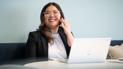 Woman with a phone on her ear