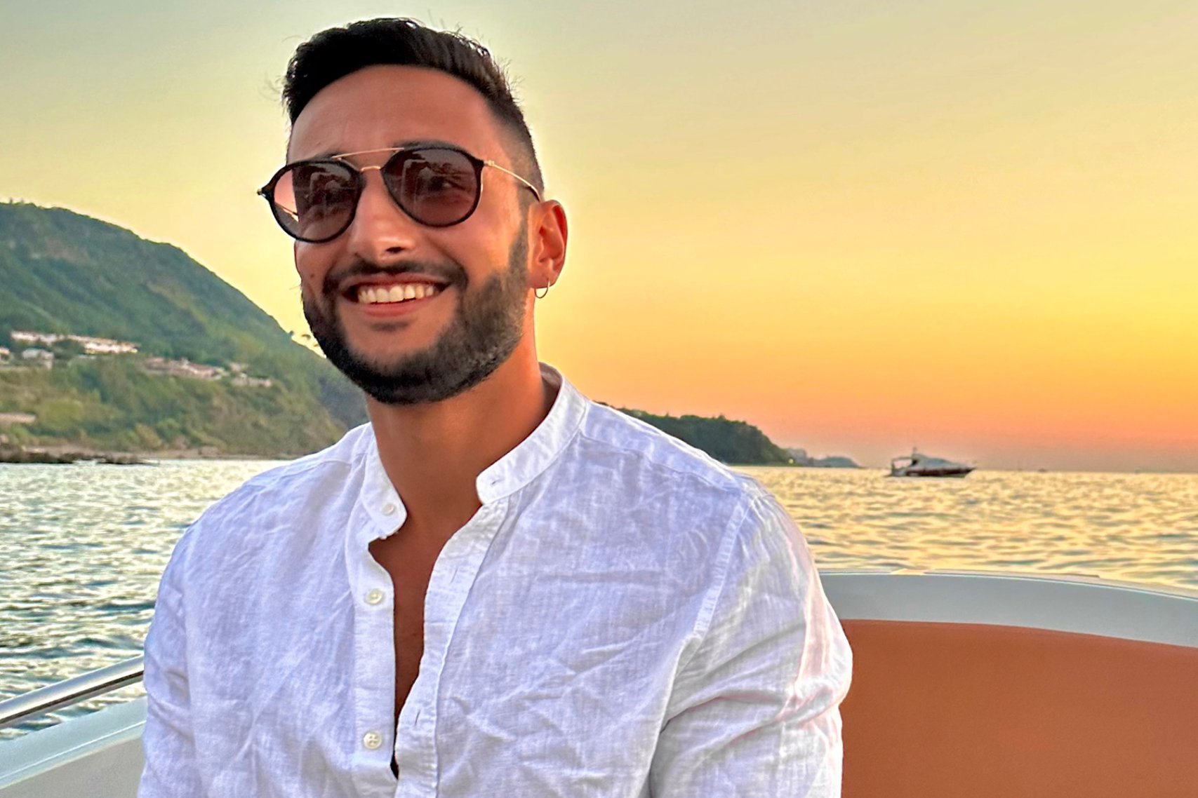 Francesco Smiling Sunsetview While in the Sea