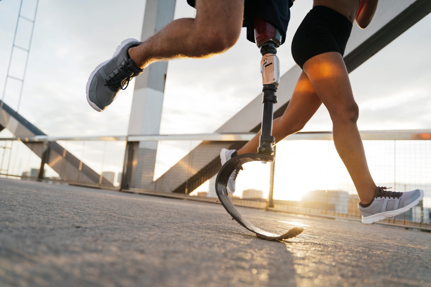 two people running