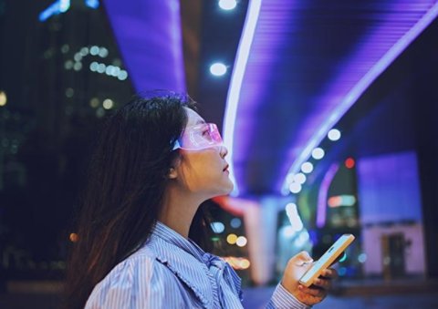 Girl Wearing Futuristic Glasses JPG