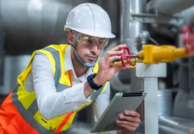 Picture of a Man Checking the Status of a Gas Key