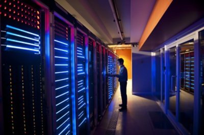 Man Operating in the Server Room