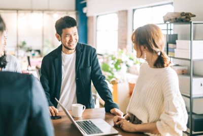 A guy and a woman having a discussion