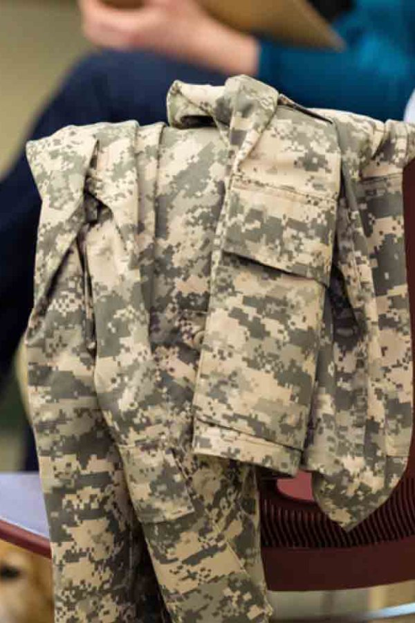 Military jacket in chair