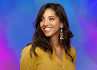 Woman wearing chandelier type earring