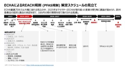 ECHAによるREACH規則(PFAS規制)策定スケジュールの見立て