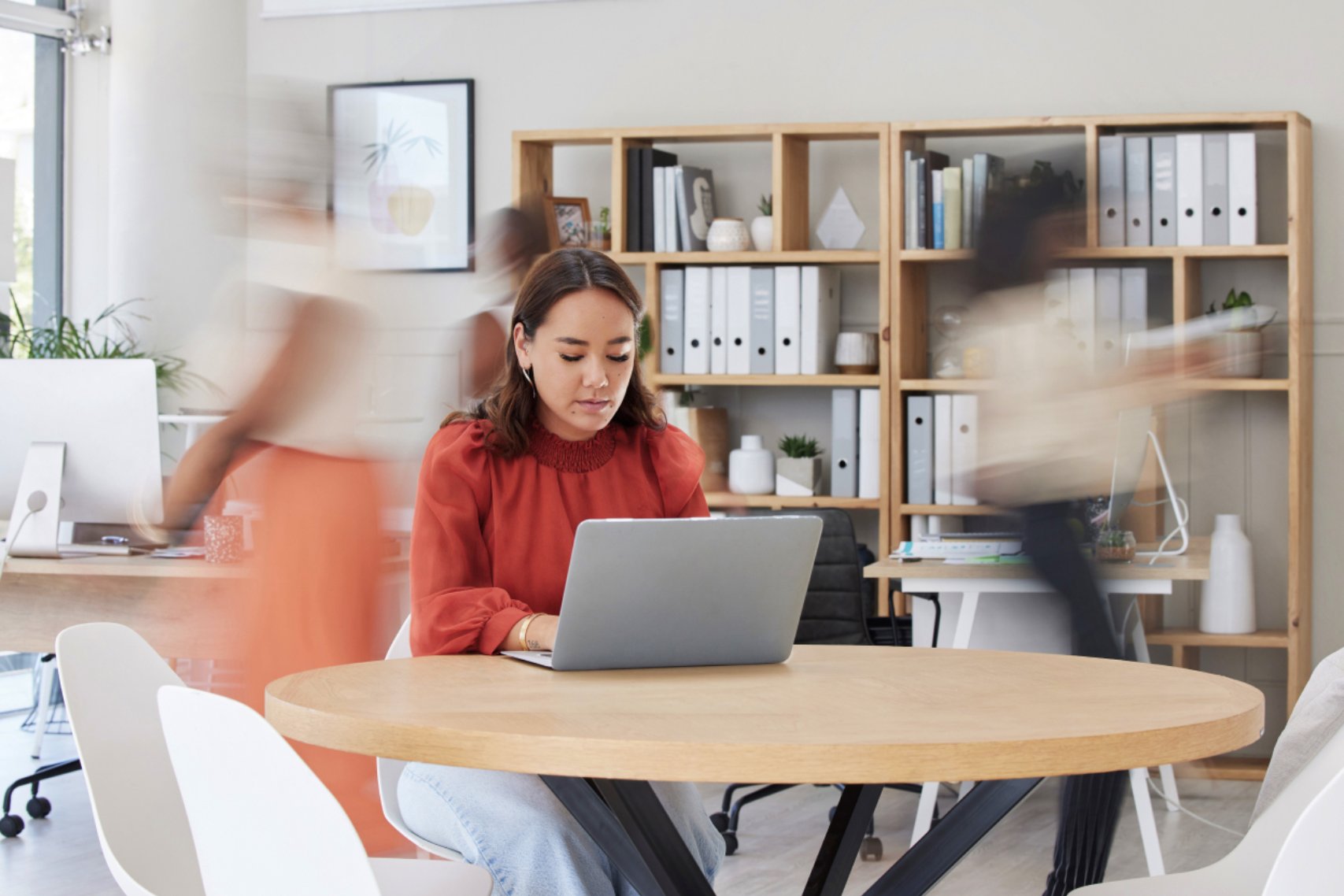 Woman working in the Middle of the room