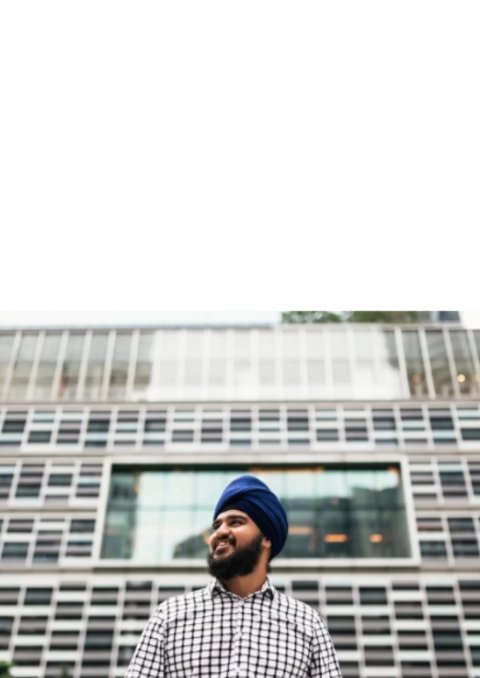 Man standing in front of building