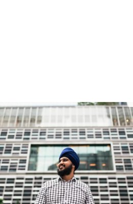 Man standing in front of building