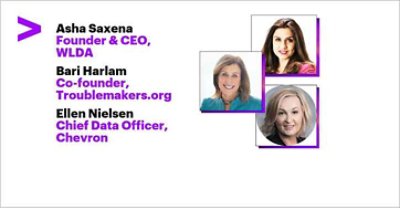 Asha Saxena - Founder and CEO, WLDA; Bari Harlam - Co-Founders, Troublemakers.org; Ellen Nielsen - Chief Data Officer, Chevron