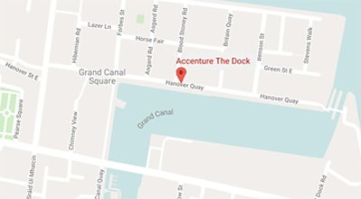Map of Accenture the dock location in Grand Canal Dock in Dublin. 