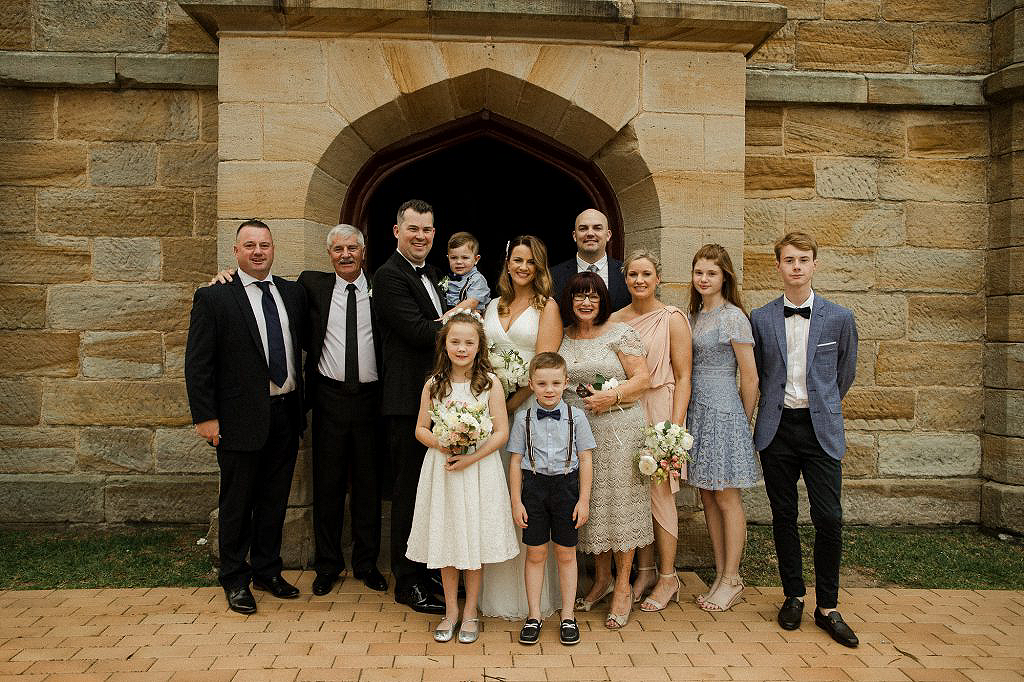 A wedding photo of a family