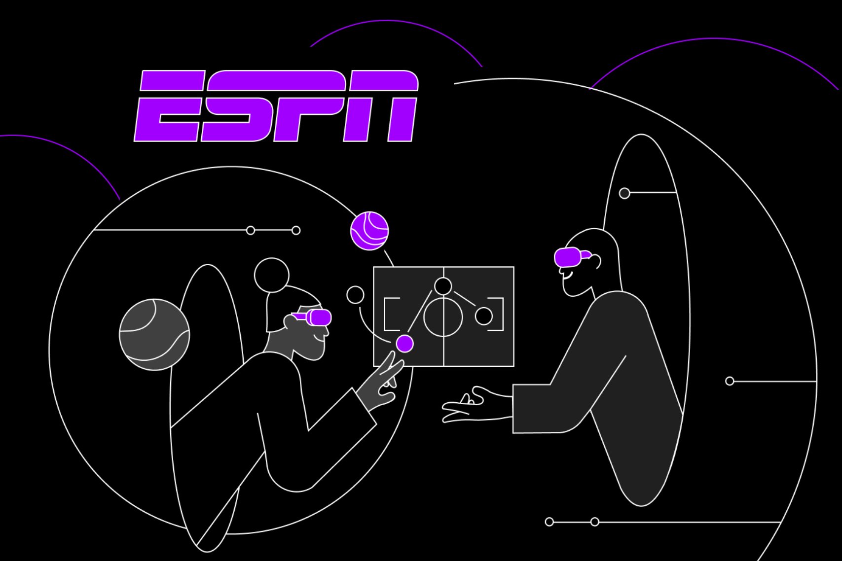 Game time work with espn on its edge innovation center illustration